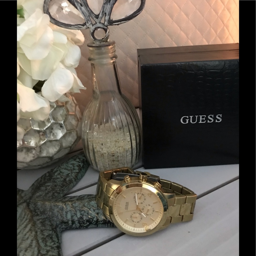 Guess Men/Women Gold Tone Chronograph Watch